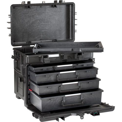 Military Mobile Tool Chest With Drawers, 4 Drawers, 22-4/5" W x 15" D x 18" H, Black Groupe Generik