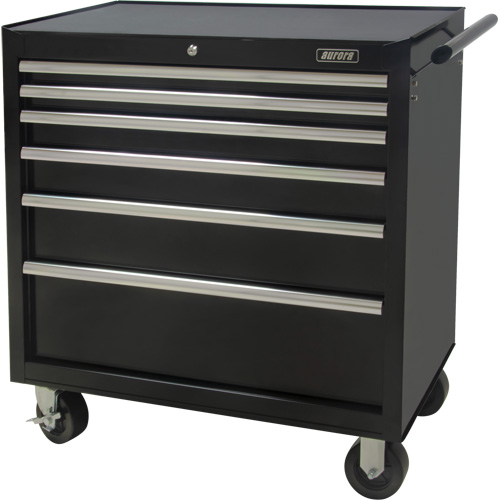 Chariot &agrave; outils industriel, 6 tiroirs, 39" la x 20-4/5" p x 38-1/2" h, Noir Groupe Generik