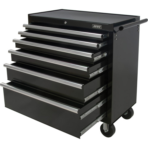 Chariot &agrave; outils industriel, 6 tiroirs, 39" la x 20-4/5" p x 38-1/2" h, Noir Groupe Generik