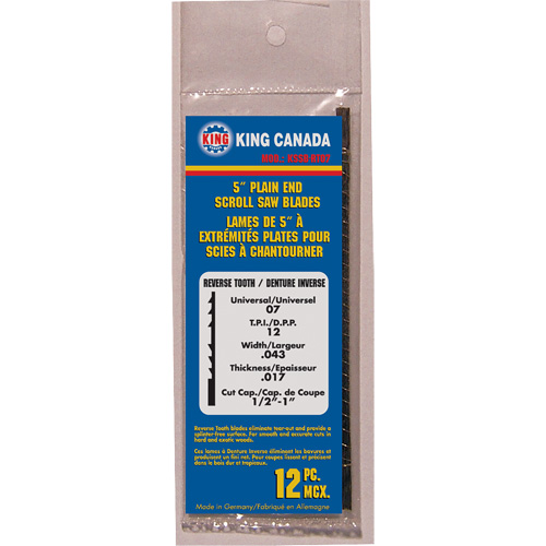 12-Piece Reverse Tooth Scroll Saw Blades, Scroll cutting, 0.05" W x 5" L, 12 TPI Groupe Generik