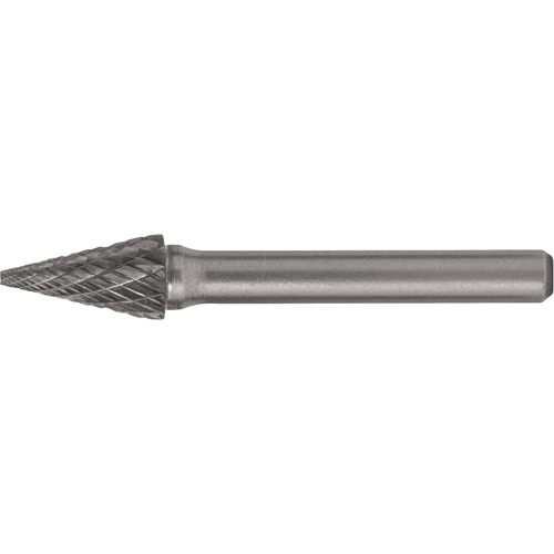 CLEVELAND Solid Carbide Burrs - Pointed Cone Shape, SM-1, 1/4" Dia., 1/4" Shank, 1/2" Depth of Cut Groupe Generik