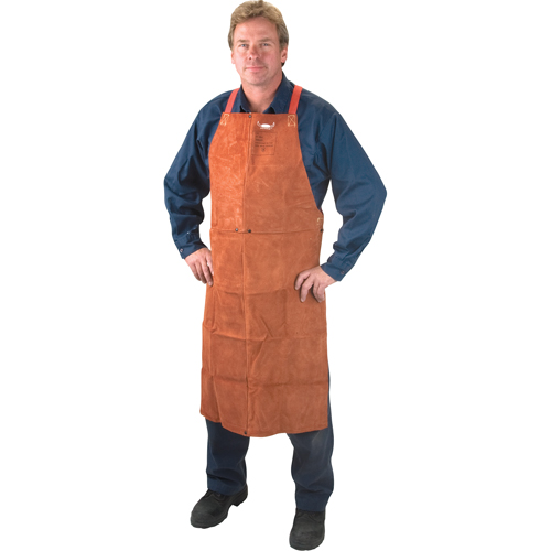 Leather Apron, Bib, 36" L, Lava Brown Groupe Generik