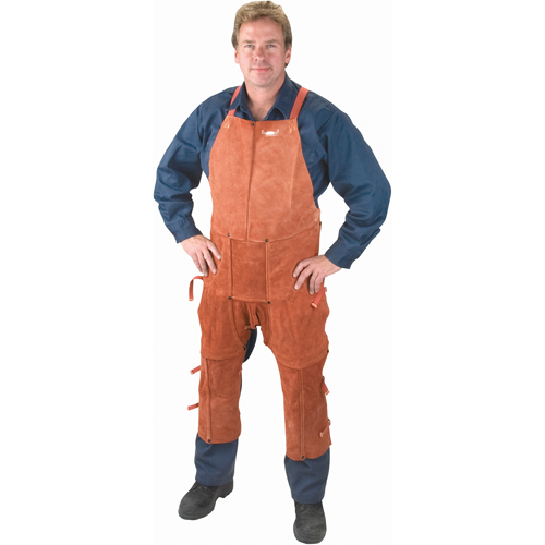 Leather Apron & Chaps, Split-Leg Bib, 42" L, Lava Brown Groupe Generik