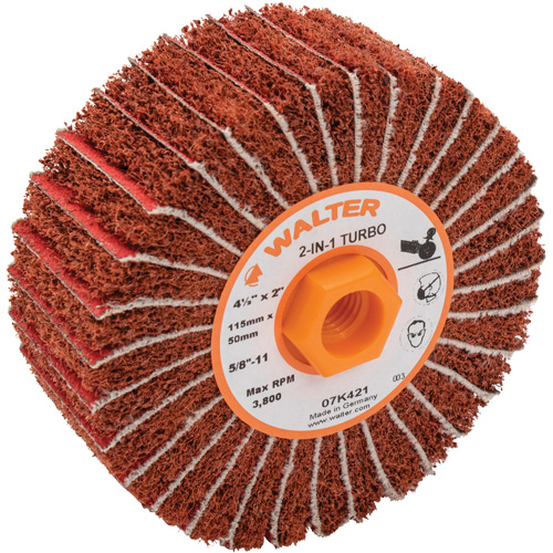 Tambours turbo Two-In-One, 4-1/2" dia. x 2" la, 5/8"-11 Arbre, Grain 60 Groupe Generik