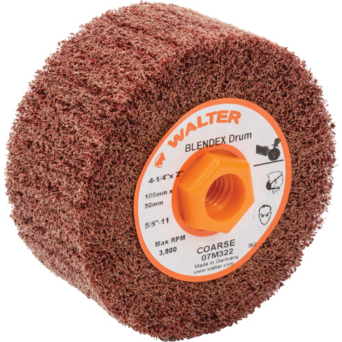 Tambour de conditionnement de surface Blendex ALLSTEEL, 4-1/4" dia. x 2" la, 5/8"-11 Arbre, Grain Cors&eacute; Groupe Generik