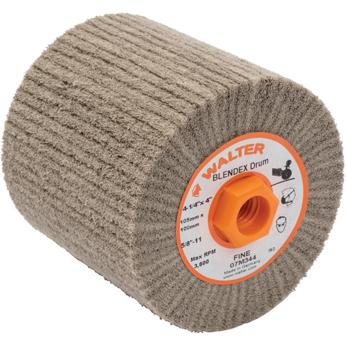 Tambour de conditionnement de surface Blendex ALLSTEEL, 4-1/4" dia. x 4" la, 5/8"-11 Arbre, Grain Fin Groupe Generik