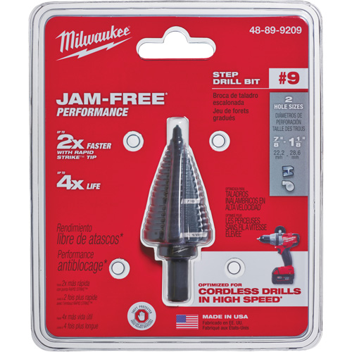 #9 Step Drill Bit, 7/8" - 1-1/8" , High Speed Steel Groupe Generik