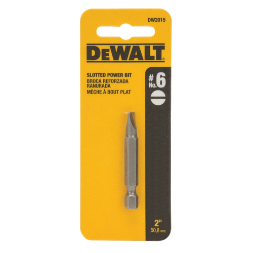 Embout de tournevis, Fente, Embout #6, Prise 1/4", Longueur 2" Groupe Generik