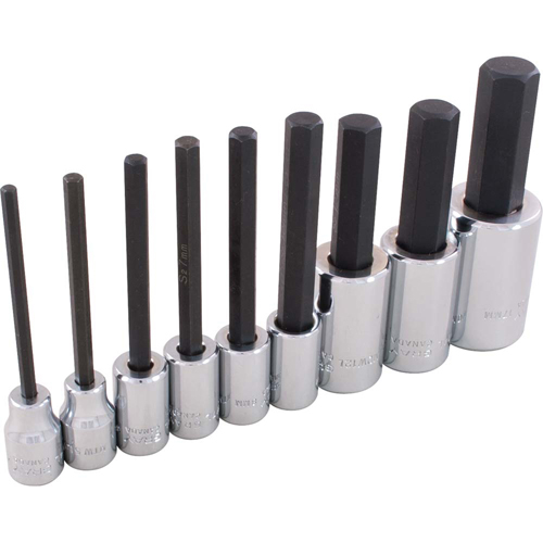 Hex Head Socket Set, Hex, 1/2"/3/8" Drive, 9 Pcs Groupe Generik