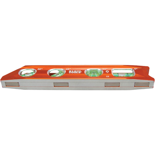 Torpedo Billet Level, 8" L, Aluminum, 4 Vials, Magnetic Groupe Generik
