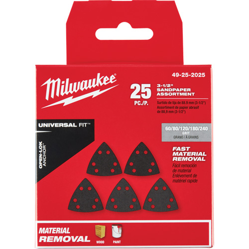 Ensemble de papiers abrasifs triangulaires 3-1/2" Open-Lok Groupe Generik