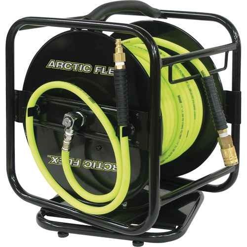 Manual Hose Reel with Hybrid Polymer Air Hose, Air, 1/4" x 100', Single Hose Groupe Generik