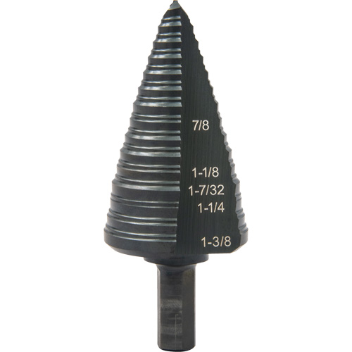 #12 Multi-Hole Step Drill Bit, 7/8" - 1-3/8" , 1/16" Increments, High Speed Steel Groupe Generik