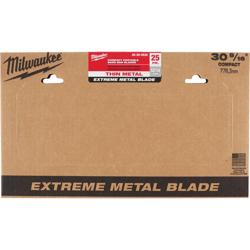 Extreme Metal Band Saw Blades, High Speed Steel, 30-9/16" L x 1/2" W x 0.02" Thick, 12/14 TPI Groupe Generik
