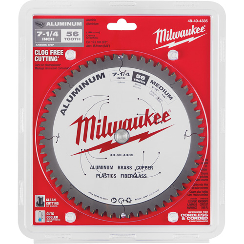 Lame de scie circulaire pour la coupe d'aluminium, 7-1/4", 56 dents, Pour Plastique/Fibre de verre/Non ferre Groupe Generik