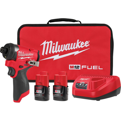 M12 Fuel Hex Impact Driver Kit, 1/4", 1500 in-lbs Max. Torque, 12 V, Lithium-Ion Groupe Generik