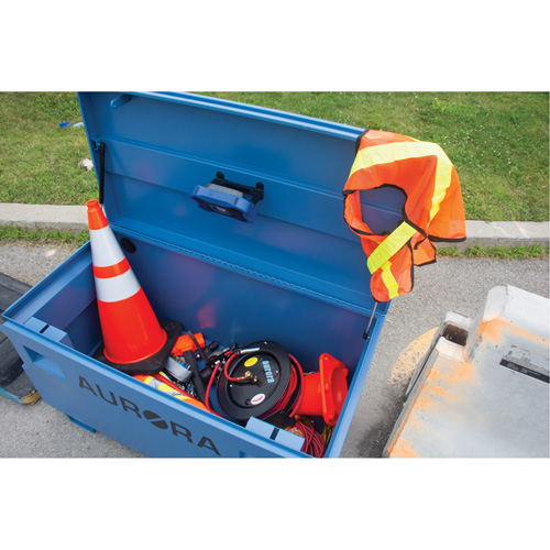 Jobsite Tool Box, 48" x 24" x 27-3/5", Steel, Blue Groupe Generik