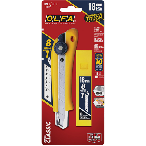 Couteau utilitaire robuste avec lames de rechange, 18 mm, Lame Acier inoxydable Groupe Generik