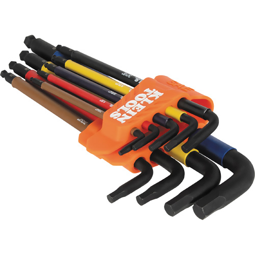 Jeu de cl&eacute; hex de style L extra longues et chromocod&eacute;es avec support, 9 mcx, Imp&eacute;rial Groupe Generik