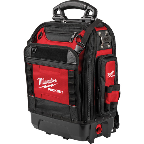 PackOut Structured Backpack, 9-1/2" L x 18" W, Black/Red, Polyester Groupe Generik