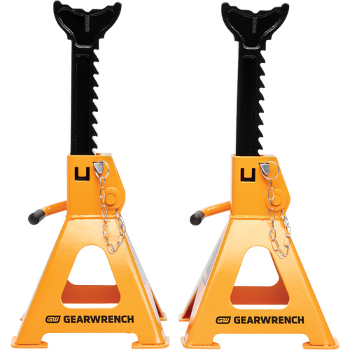 Ratcheting Jack Stand, Locking Pin, 3 tons Capacity, 11-3/4" - 17-1/2" H Groupe Generik