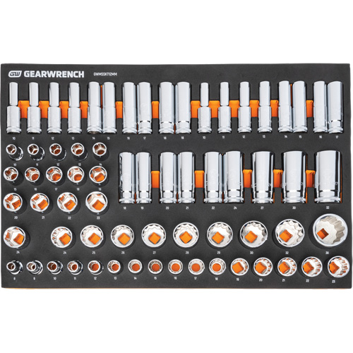 Jeu d'outils m&eacute;triques pour m&eacute;canicien MEGAMOD dans des plateaux en mousse modulaire avec armoire roulante &agrave; outils, 358 morcea Groupe Generik