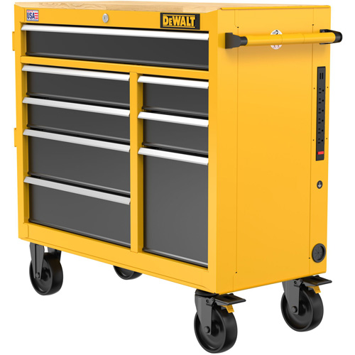 Postes de travail industriel mobile, 8 tiroirs, 40" la x Jaune Groupe Generik