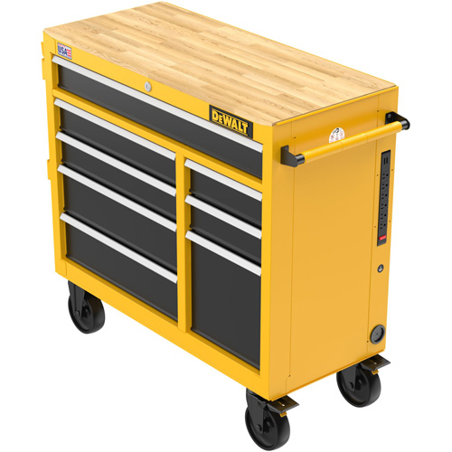 Postes de travail industriel mobile, 8 tiroirs, 40" la x Jaune Groupe Generik