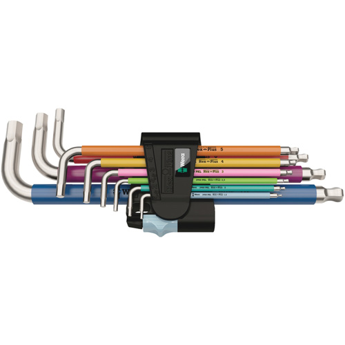 3950/9 Hex-Plus Multicolour Stainless 1 L-Key Set, 9 Pcs., Metric Groupe Generik