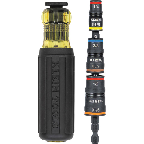7-in-1 Impact Flip Socket Set with Handle, 1/2"/5/16"/1/4"/7/16"/9/16"/3/8' Drive, 7 Pcs Groupe Generik