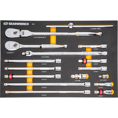 1/2" 90-Tooth Ratchet & Drive Tool Set with Foam Storage Tray Groupe Generik