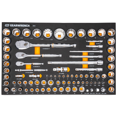 1/4", 3/8" & 1/2" 90-Tooth SAE/Metric Mechanics Tool Set with Foam Storage Tray Groupe Generik