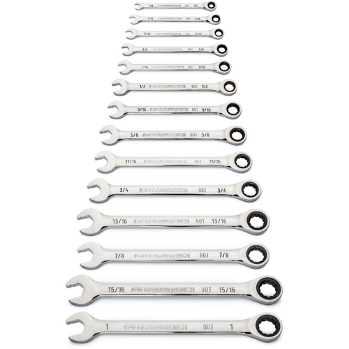 90-Tooth 12 Point SAE Wrench Set, Ratcheting Combination, 14 Pieces, Imperial Groupe Generik