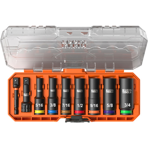 KNECT Drive Socket Set, 9 Pcs, Impact, 3/8" Drive Size, Deep Groupe Generik