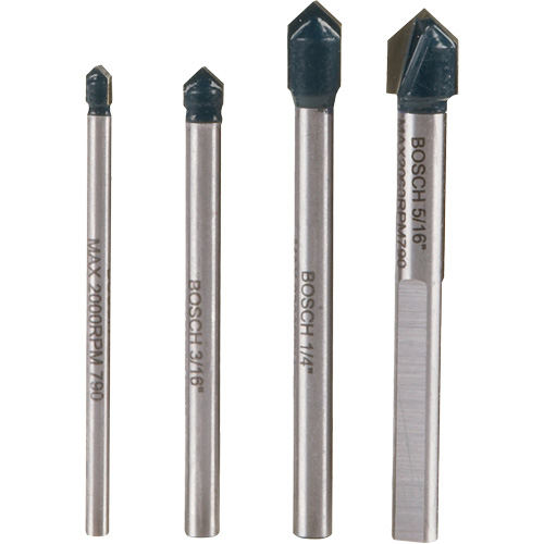 Glass & Tile Drill Bit Set, 4 Pieces, Carbide Groupe Generik