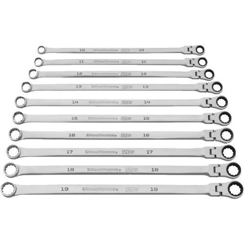 120XP Universal Spline XL Flex Head GearBox Wrench Set, Ratcheting Box, 10 Pieces, Imperial Groupe Generik