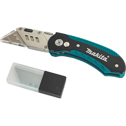 Folding Quick-Change Jobsite Utility Knife with 10-Piece Replacement Blades, Steel Blade Groupe Generik