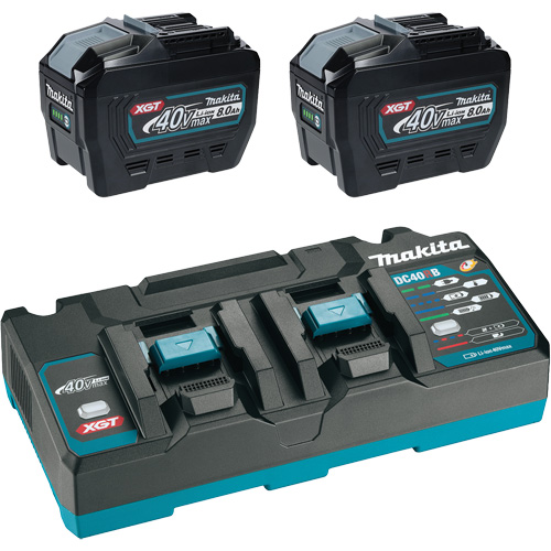 Ensemble de d&eacute;part XGT avec chargeur rapide &agrave; deux ports et deux batteries de 8?Ah, 40 V, Lithium-ion Groupe Generik