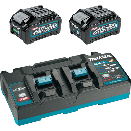 Ensemble de d&eacute;part XGT avec chargeur rapide &agrave; deux ports et deux batteries de 4?Ah, 40 V, Lithium-ion Groupe Generik