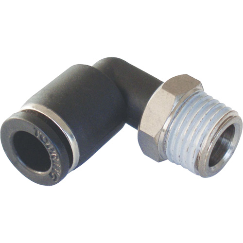 MAXFIT Push-to-Connect to Male NPT Elbow Adapter, 3/8" x 1/2" Dia., PBT Polymer Groupe Generik