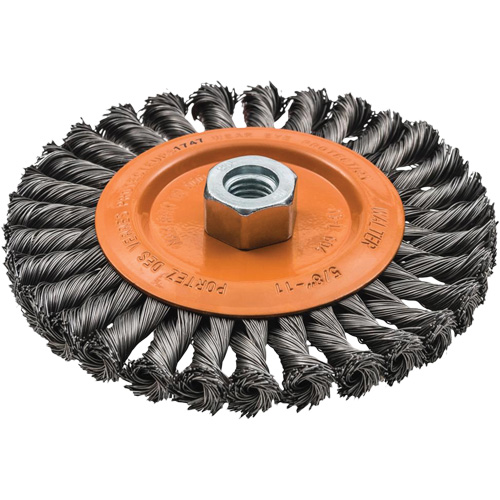 Brosse rotative &agrave; fils nou&eacute;s large, Arbre 5/8"-11, Acier Groupe Generik