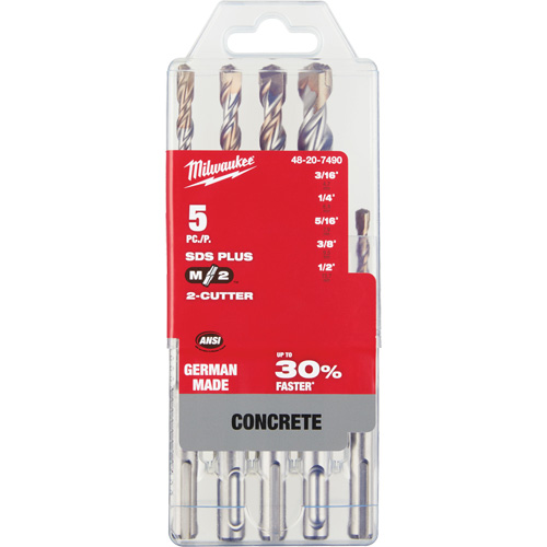 Jeu de forets pour marteau perforateur M/2 SDS-Plus, 5 morceaux, Carbure Groupe Generik