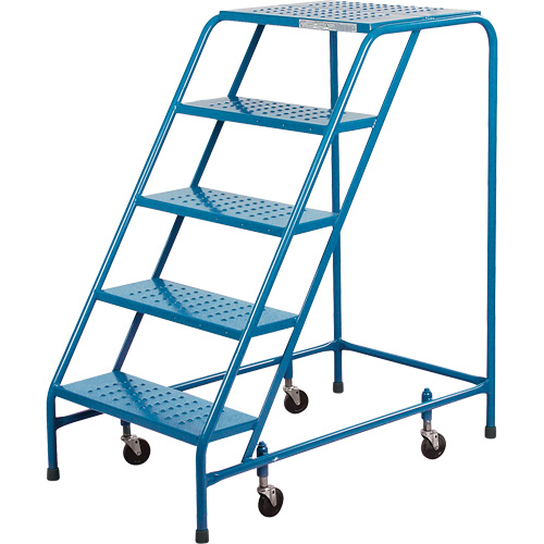 Escabeau roulant, 5 marches, Largeur de la marche 18", Hauteur de la plateforme 46", Acier Groupe Generik