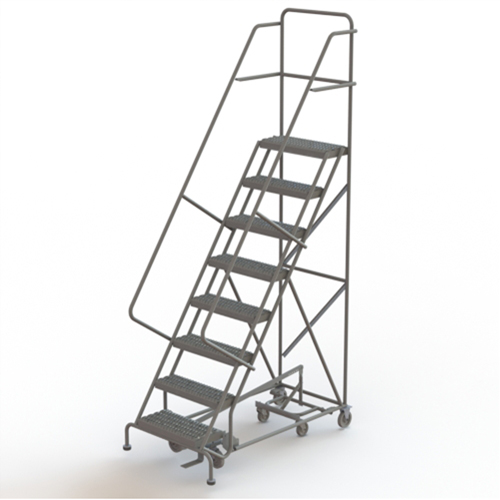 All Directional Rolling Ladder, 8 Steps, 24" Step Width, 80" Platform Height, Steel Groupe Generik