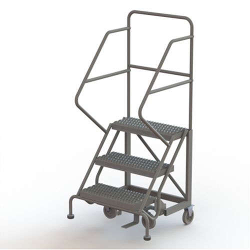 Safety Slope Rolling Ladder, 3 Steps, Serrated, 50° Incline, 30" High Groupe Generik