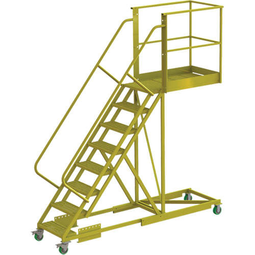 Cantilever Rolling Ladder, Supported, 8 Steps, 40" Platform Depth, 80" Platform Height Groupe Generik