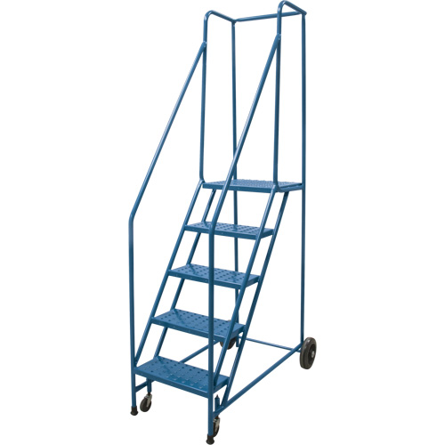 Escabeau roulant, 5 marches, Largeur de la marche 18", Hauteur de la plateforme 46", Acier Groupe Generik
