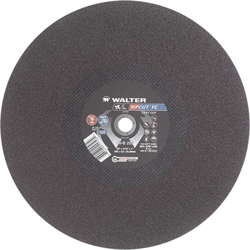 Ripcut Stainless Steel & Steel Cut-Off Wheel for Stationary Saws, 20" x 3/16", 1" Arbor, Type 1, Aluminum Oxide, 3000 RPM Groupe Generik