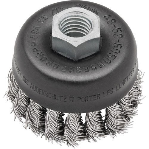Brosse boisseau &agrave; fil nou&eacute;, 3" dia. x 5/8"-11 arbre Groupe Generik