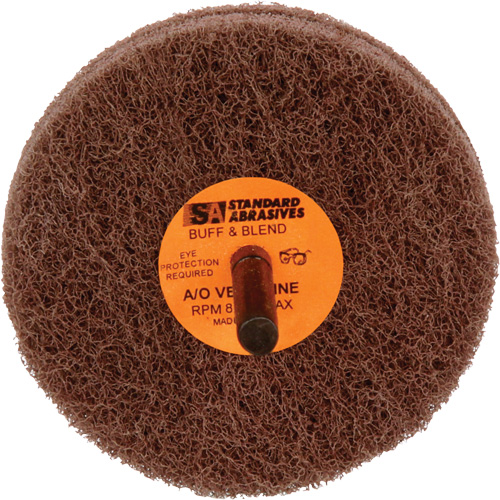 Meule de polissage et lissage Buff & Blend de 2 plis Standard Abrasives, 3" dia. x 2" la, Arbre 1/4", Oxyde d'aluminium Groupe Generik
